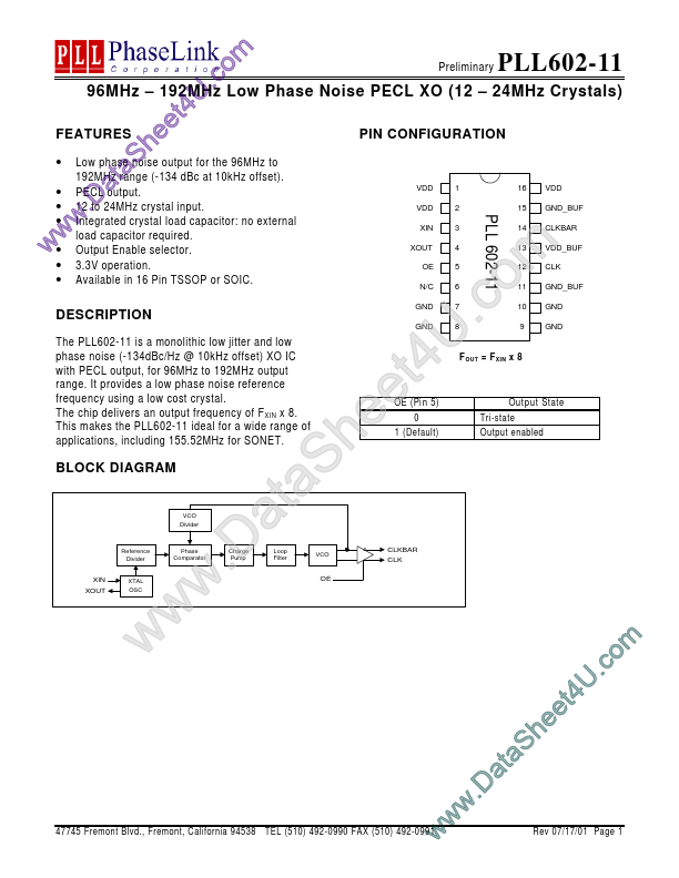 PLL602-11 PhaseLink