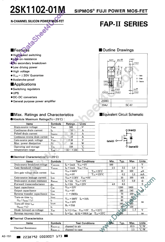 <?=2SK1102-01M?> डेटा पत्रक पीडीएफ