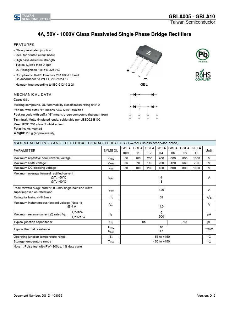 GBLA01 Taiwan Semiconductor