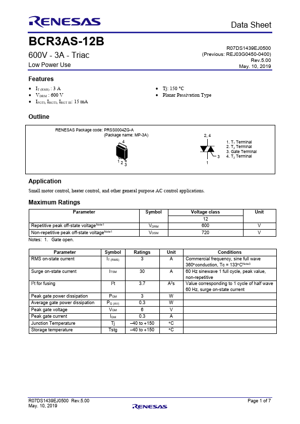 BCR3AS-12B Renesas Technology