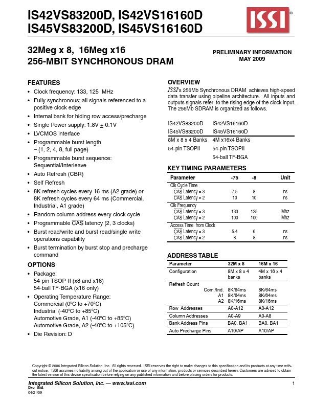 IS45VS16160D Integrated Silicon Solution