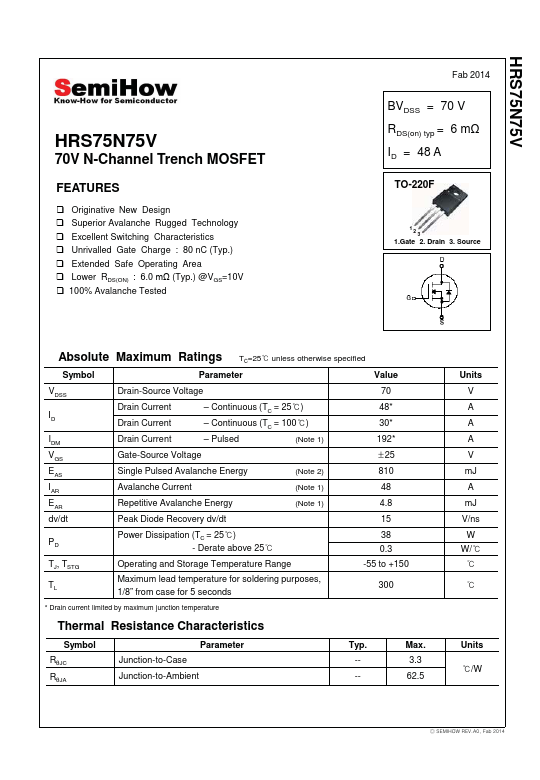 <?=HRS75N75V?> डेटा पत्रक पीडीएफ