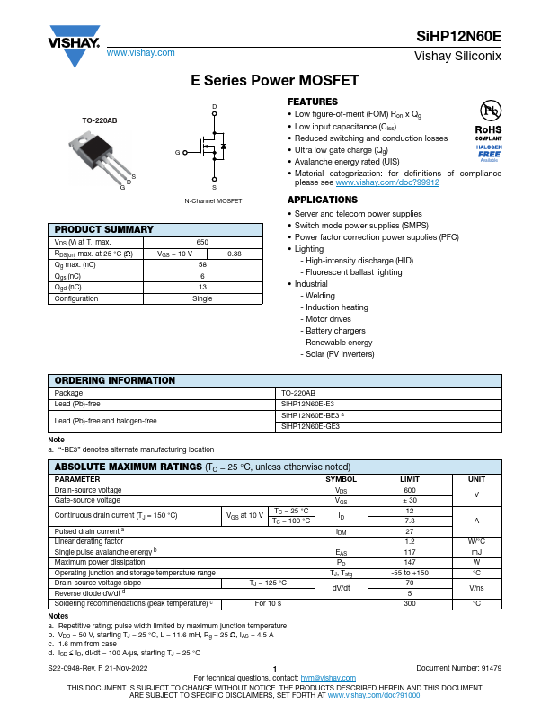 SiHP12N60E