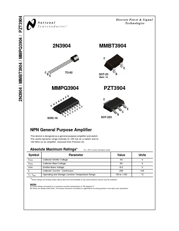 MMBT3904 National Semiconductor