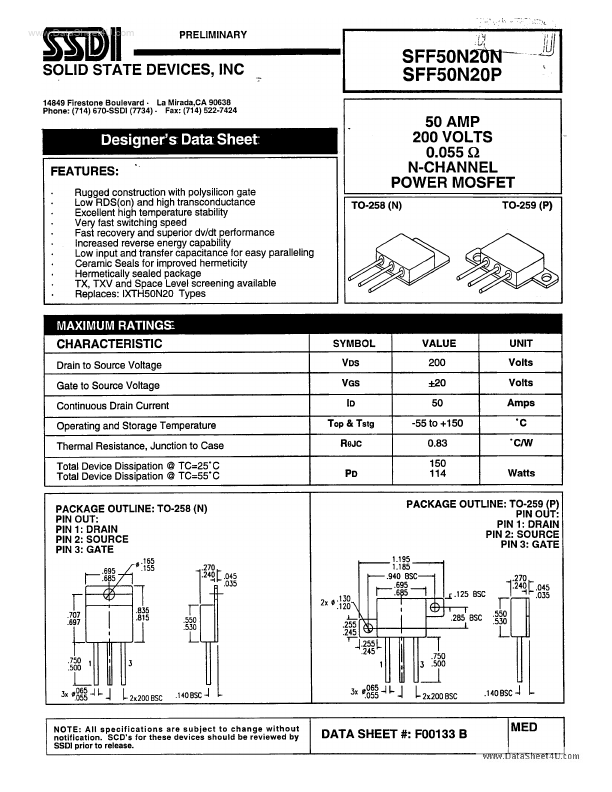 <?=SFF50N20N?> डेटा पत्रक पीडीएफ