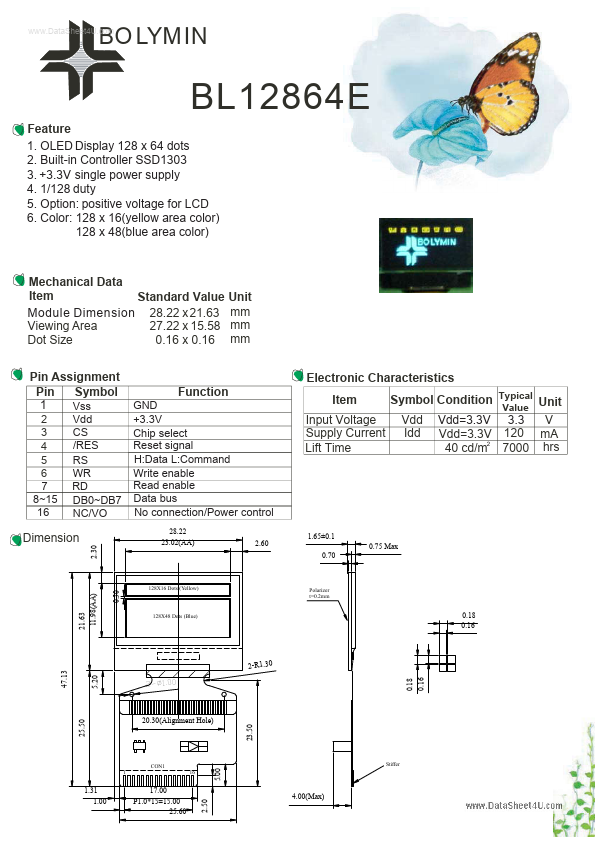 <?=BL12864E?> डेटा पत्रक पीडीएफ