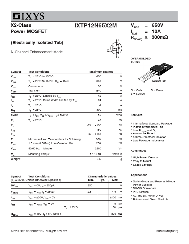 IXTP12N65X2M