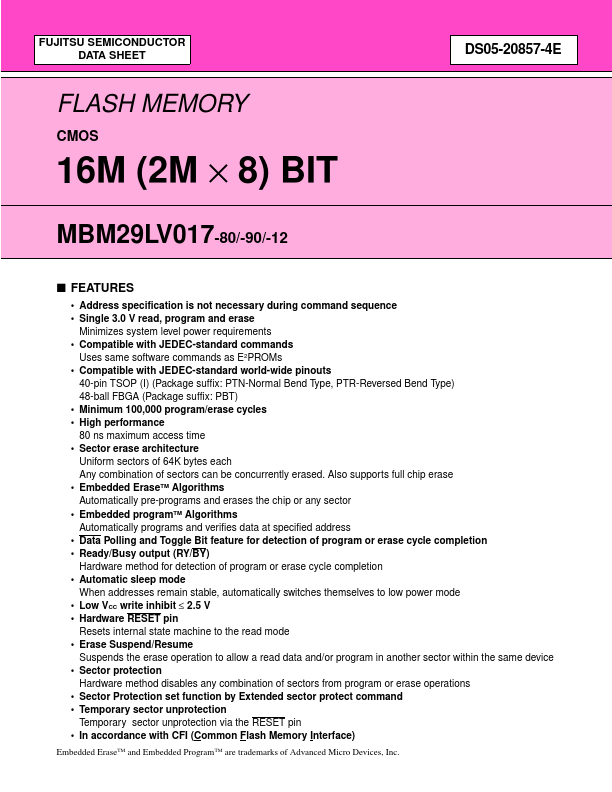 MBM29LV017-80