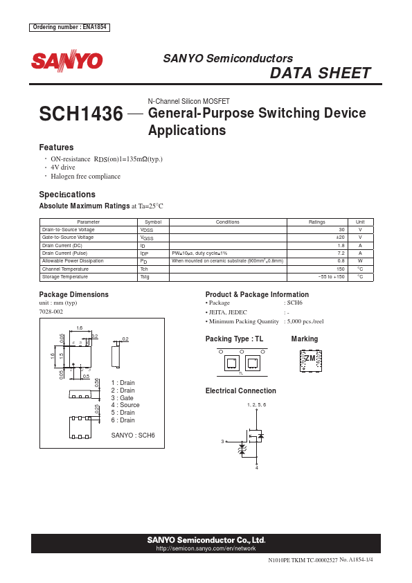 SCH1436 Sanyo Semicon Device