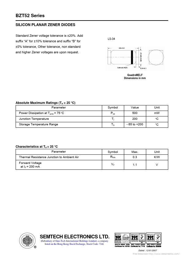 BZT5258 SEMTECH ELECTRONICS