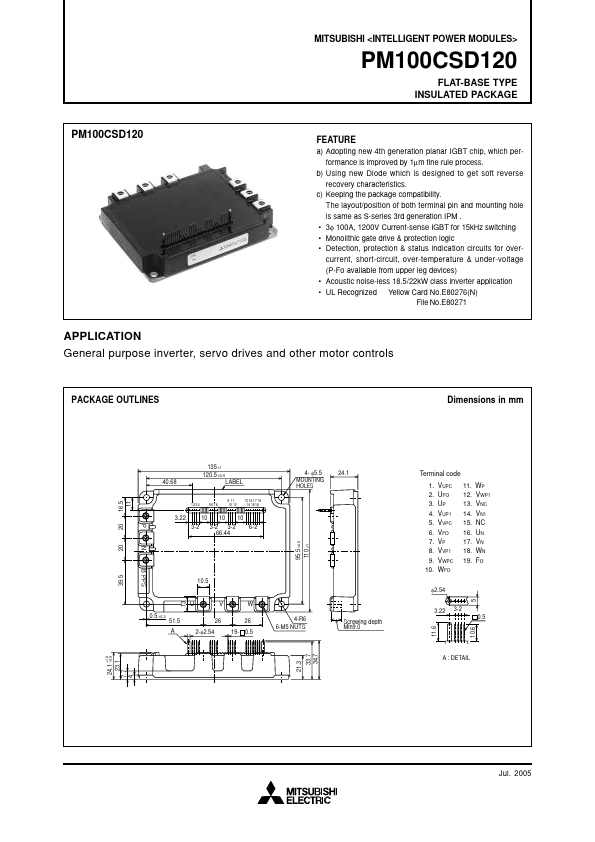 PM100CSD120 Module Datasheet pdf - Power Module. Equivalent, Catalog