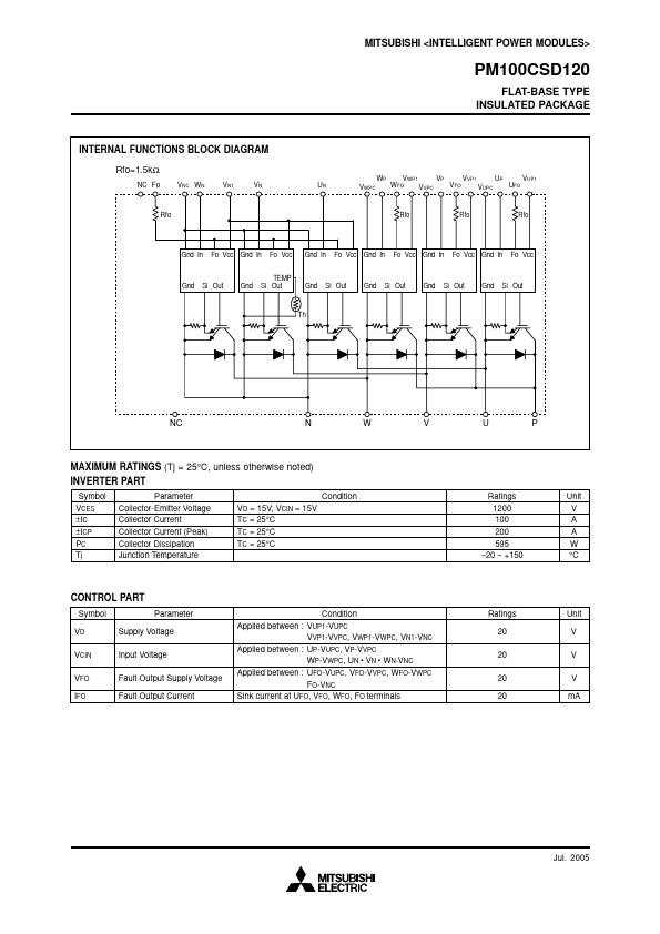 PM100CSD120 Module Datasheet pdf - Power Module. Equivalent, Catalog