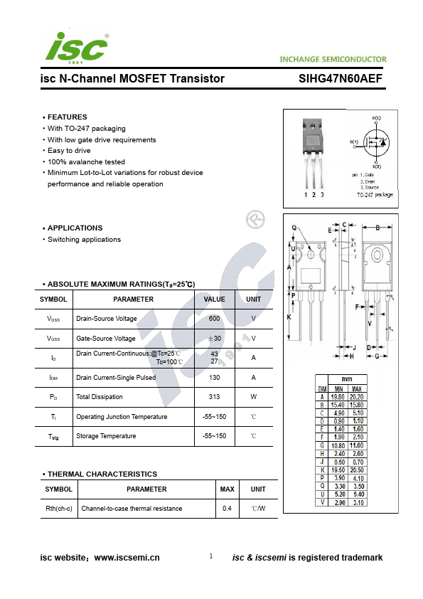 SIHG47N60AEF