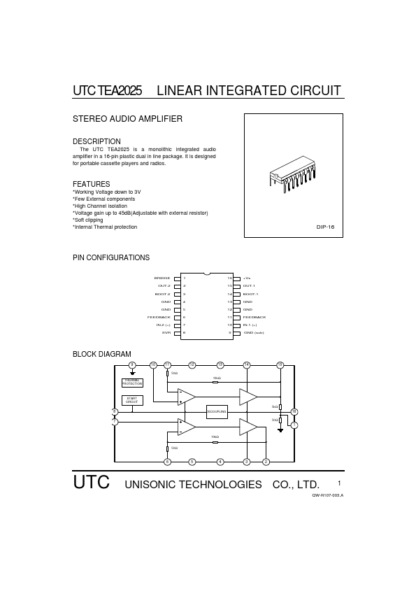 UTCTEA2025 Unisonic Technologies