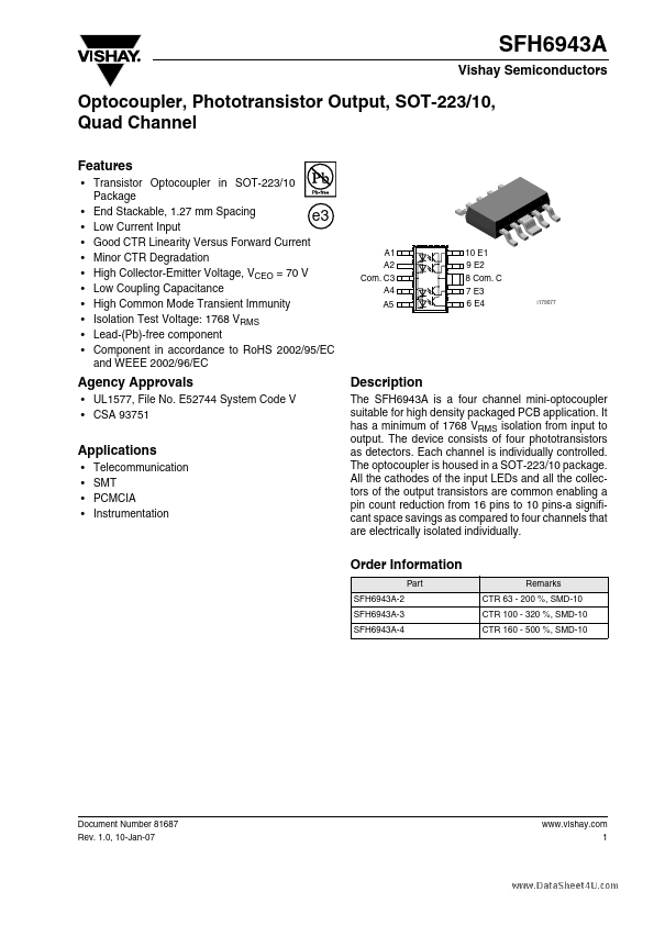 SFH6943A Vishay Siliconix