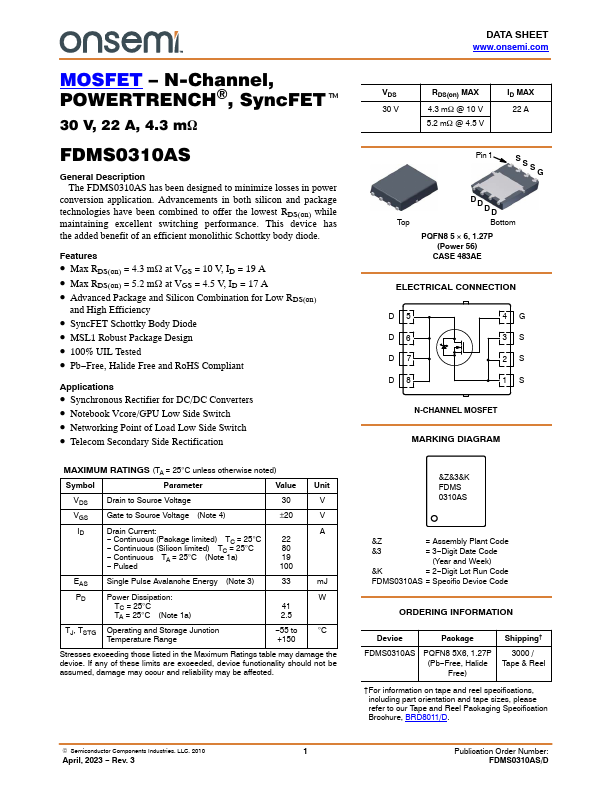 FDMS0310AS ON Semiconductor