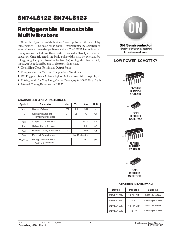 74LS122 ON Semiconductor