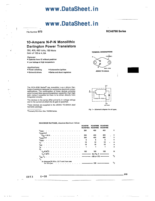 <?=RCA8766?> डेटा पत्रक पीडीएफ