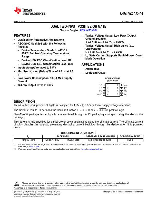 SN74LVC2G32-Q1 Texas Instruments