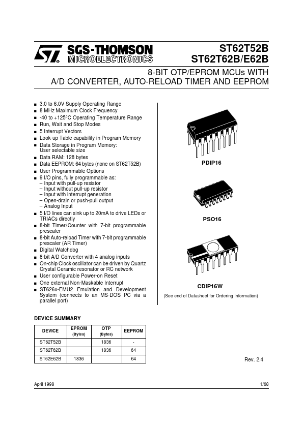 ST62E62B ST Microelectronics