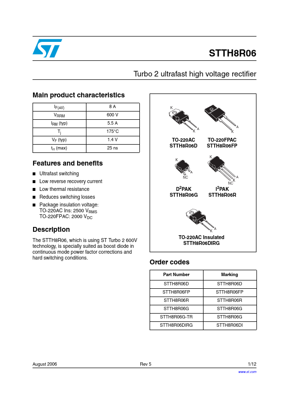 STTH8R06 ST Microelectronics