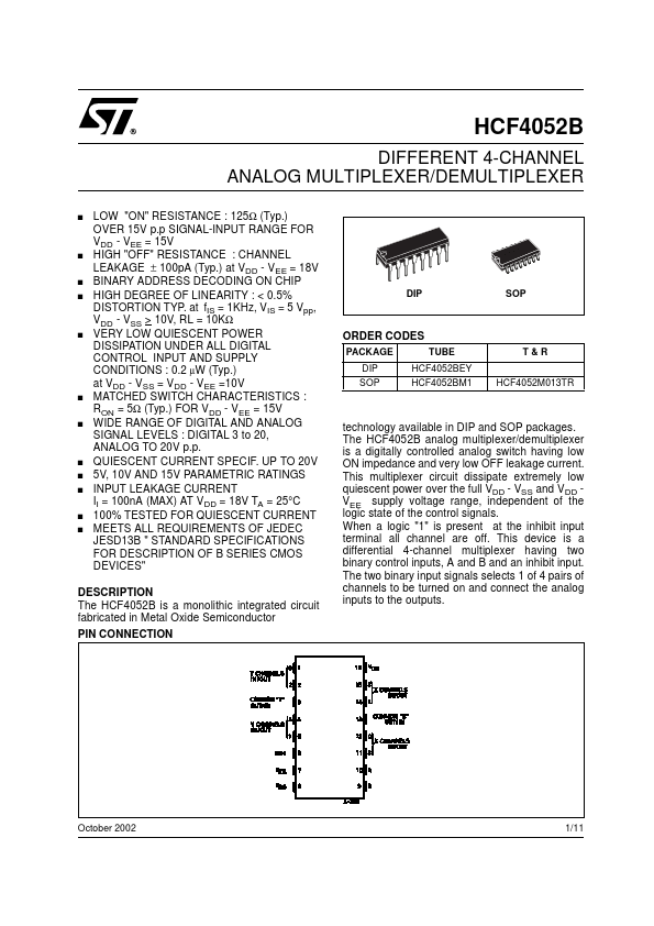 HCF4052B STMicroelectronics