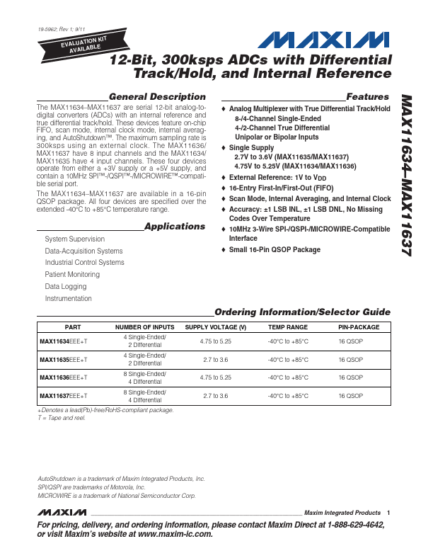 MAX11635 Maxim Integrated