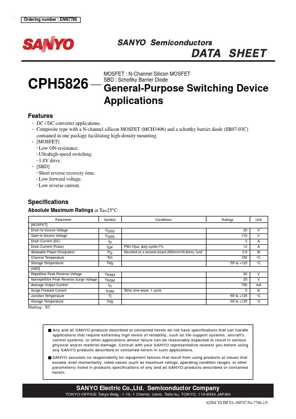 CPH5826 Sanyo Semicon Device