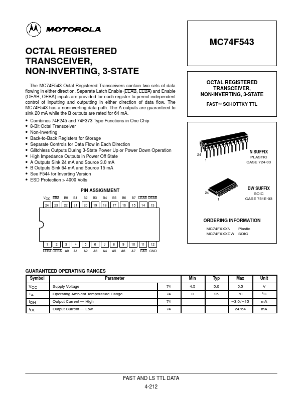 MC74F543 Motorola