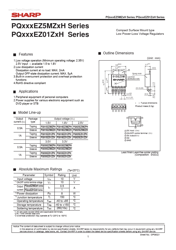 PQ018EZ01ZZH Sharp Electrionic