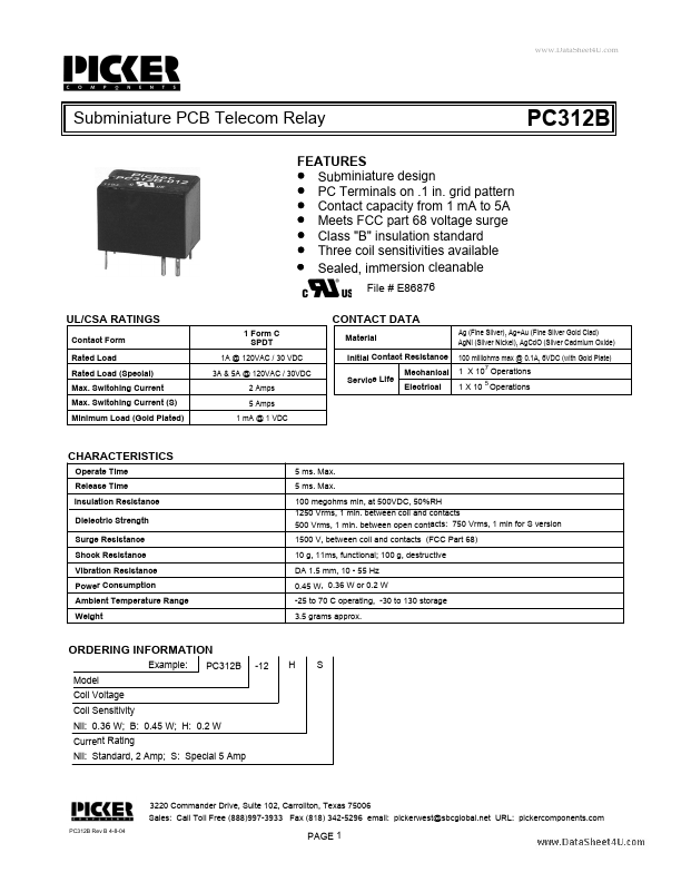 PC312B Picker Components