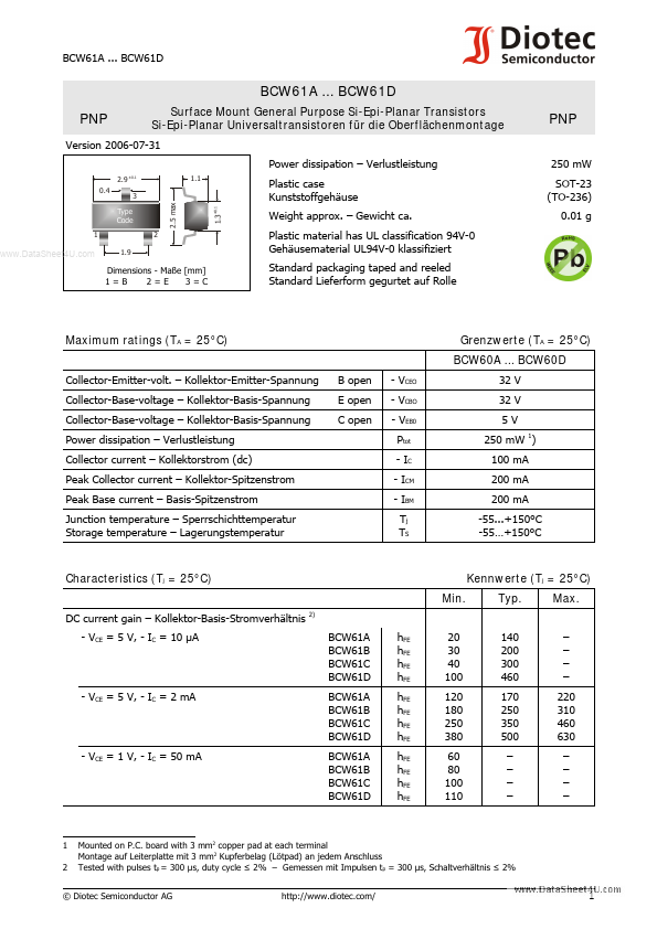 <?=BCW61A?> डेटा पत्रक पीडीएफ
