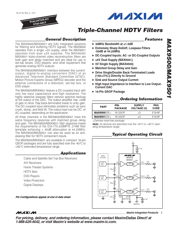 MAX9501 Maxim Integrated Products