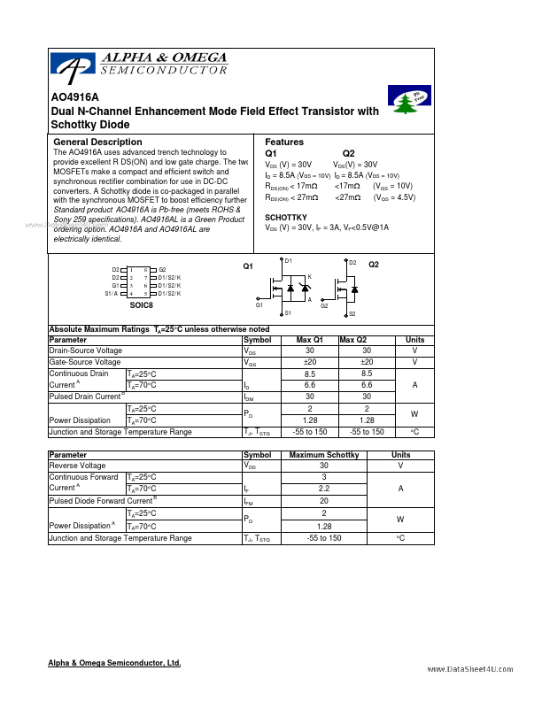 AO4916A Alpha & Omega Semiconductors