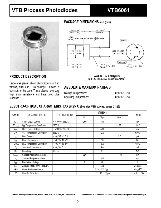 VTB6061 PerkinElmer Optoelectronics
