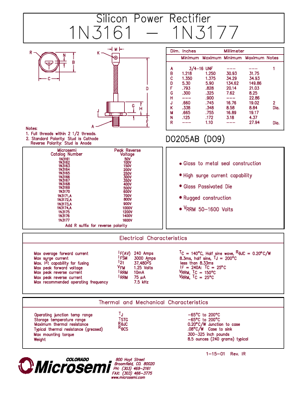 1N3167 Microsemi Corporation