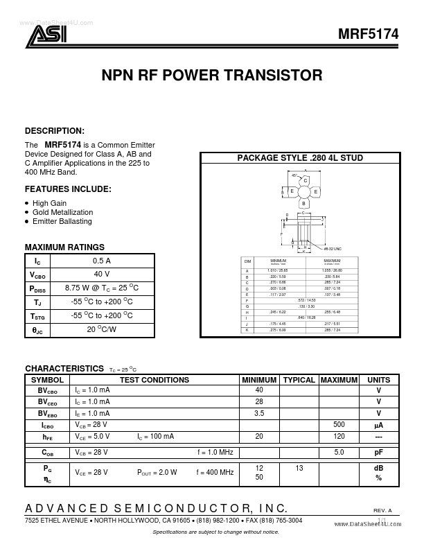 <?=MRF5174?> डेटा पत्रक पीडीएफ