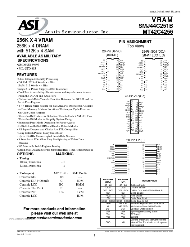 <?=MT42C4256?> डेटा पत्रक पीडीएफ
