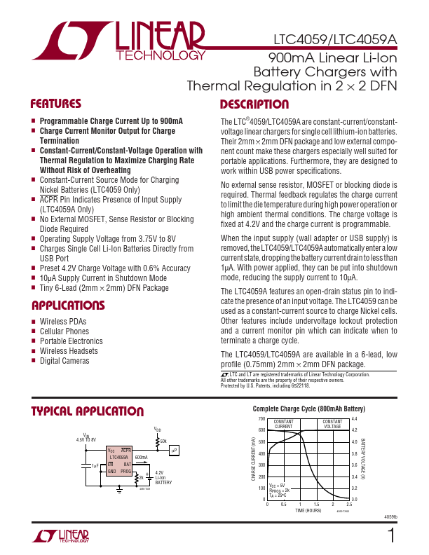 <?=LTC4059A?> डेटा पत्रक पीडीएफ