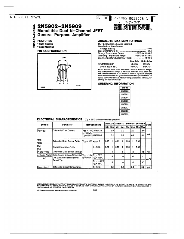 2N5903 Intersil Corporation