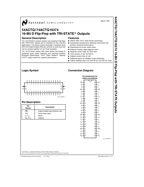 54ACTQ16374 National Semiconductor