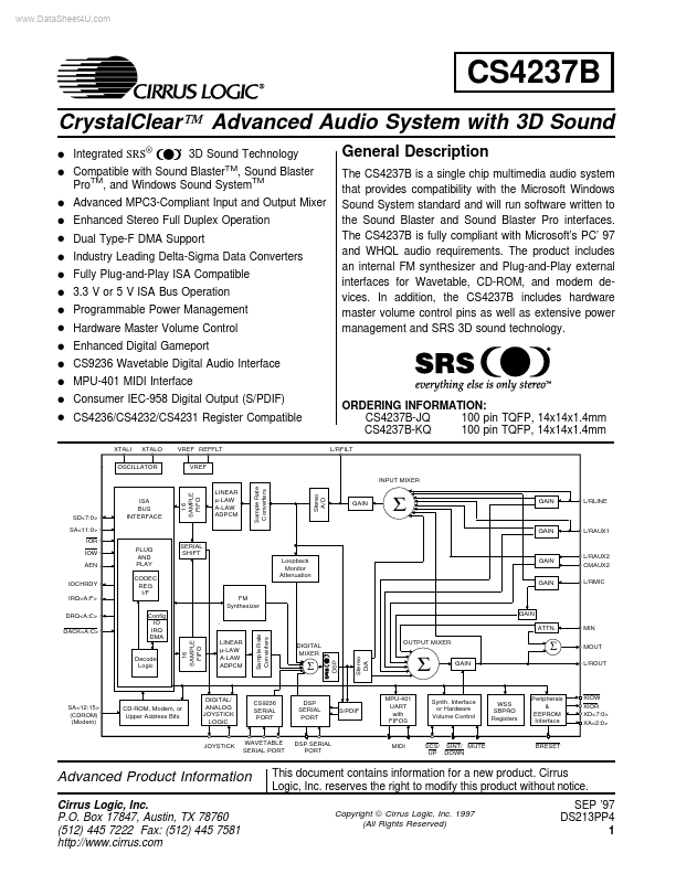 CS4237B Cirrus Logic