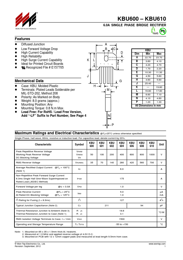 KBU601 WON-TOP