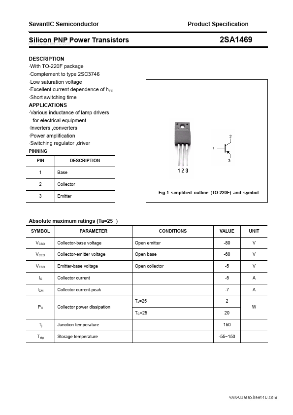 <?=2SA1469?> डेटा पत्रक पीडीएफ