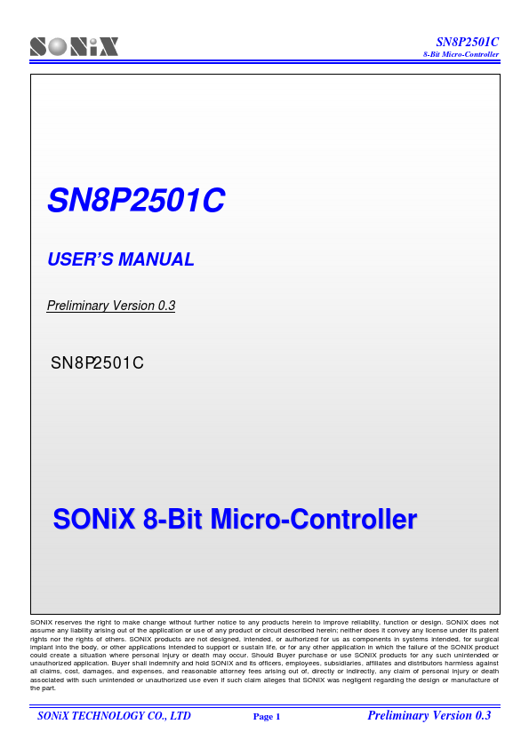 SN8P2501C Sonix