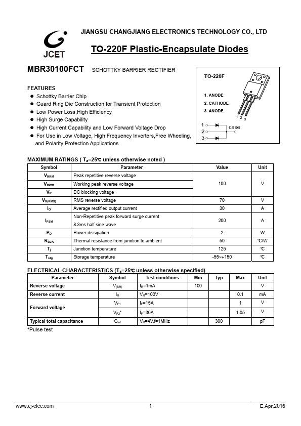 MBR30100FCT JCET