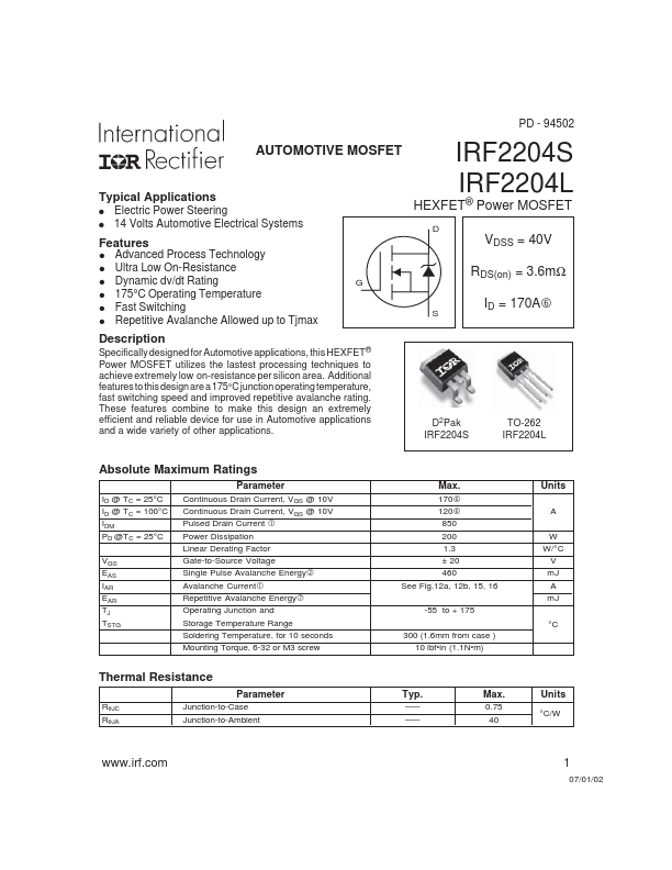 IRF2204L International Rectifier