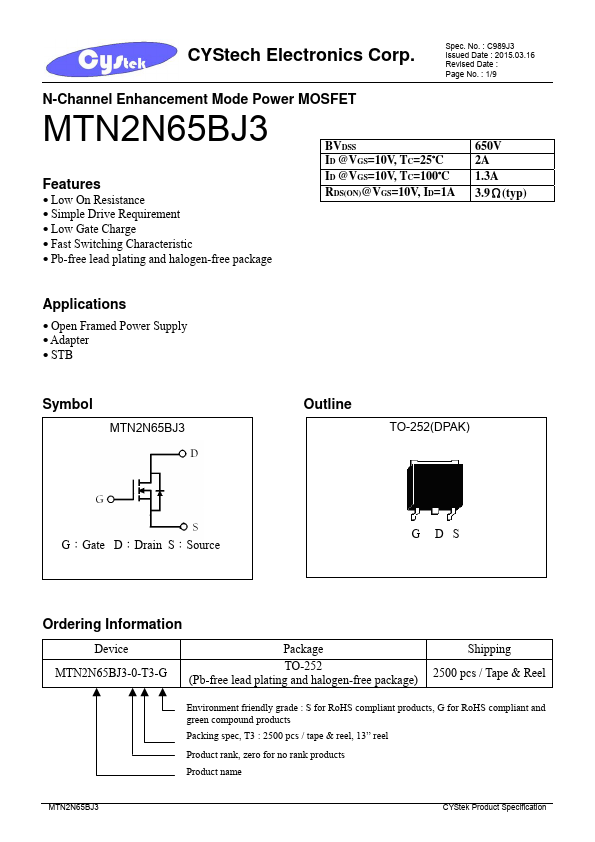 <?=MTN2N65BJ3?> डेटा पत्रक पीडीएफ