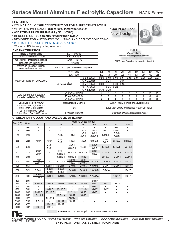 NACK101M35V8x10.5TR13EF NIC