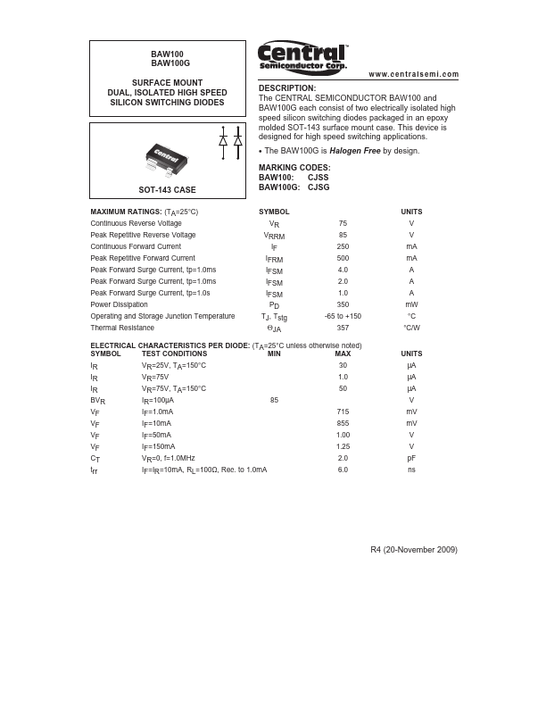 BAW100G Central Semiconductor